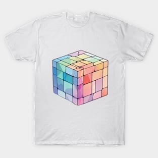 Rubic Cube Pastel shades Shadow Silhouette Anime Style Collection No. 385 T-Shirt